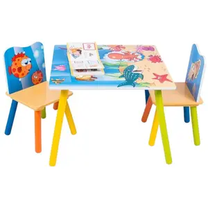 KINDER HOME dječji drveni stol i stolice sa morskim životinjama TF-4290