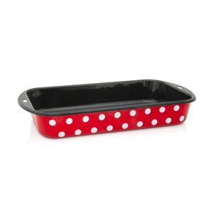 Metalac tepsija četvrtasta BIJELE TUFNE 34x20cm, crvena