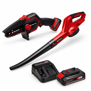 Einhell PXC set 3u1 aku lančana pila GE-PS 18/15 Li BL, aku puhač lišća GC-CL 18 Li E i Starter Kit 18 V, 2.5 Ah