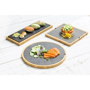 Leone pladanj za posluživanje 27 × 1,7 cm, prirodni kamen i drvo / S4016