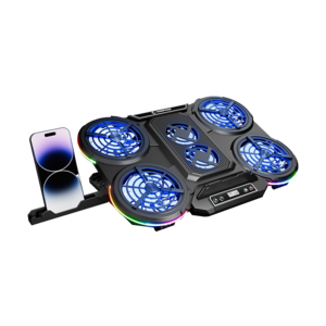 Rampage gaming postolje za laptop Prote R6, 6 ventilatora, RGB, držač za mobitel