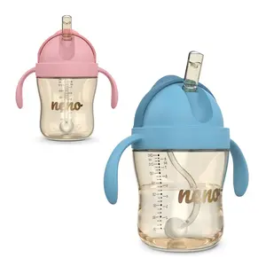 Neno Bebesito Blue – bočica sa slamkom i ručkama 240 ml (6m+)