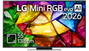 LG Mini RGB televizor 55MRGB87B3B, 4K Ultra HD, Smart TV, webOS 26, alpha 8 AI 4K Gen3 procesor, 120Hz izvorno (VRR 144Hz)-Motion Booster 288 Hz, Magični daljinski, Crni