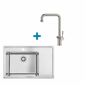 Alveus set: lijevi sudoper ONE 50 i česma Flora – inox