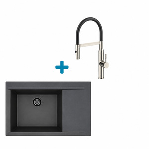 Alveus set: lijevi sudoper PURE-G 70 Black Edition i česma Mirage-PS – crna/inox