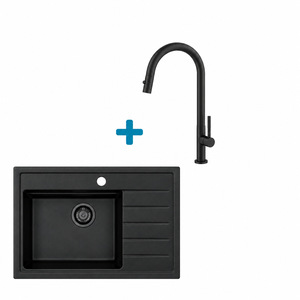 Alveus set: sudoper ATROX 30 Black Edition i česma Nova-PS – crna