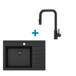 Alveus set: sudoper ATROX 30 Black Edition i česma Bloom-PS – crna