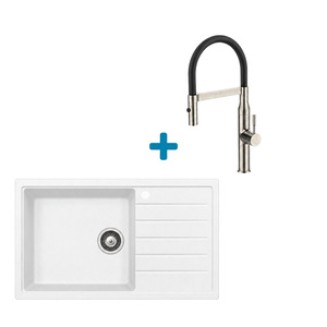 Alveus set: reverzibilni sudoper CADIT 40 i česma Mirage-PS – bijela/inox