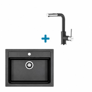 Alveus set: sudoper ATROX 30 i česma Siros-P – antracit