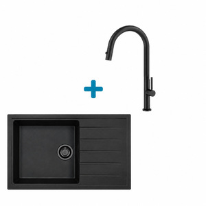 Alveus set: reverzibilni sudoper CADIT 40 Black Edition i česma Nova-PS – crna