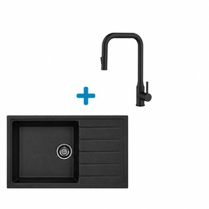 Alveus set: reverzibilni sudoper CADIT 40 Black Edition i česma Bloom-PS – crna