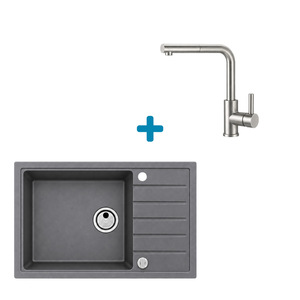 Alveus set: sudoper ATROX 30 i česma Siros-P – siva