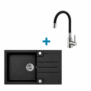 Alveus set: sudoper ROCK 130 i česma Flexa – antracit/crna