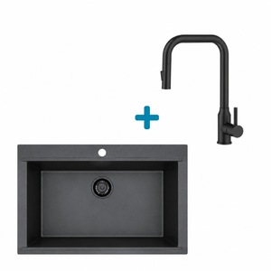 Alveus set: sudoper PURE-G 40 Black Edition i česma Bloom-PS – crna