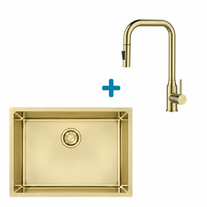 Alveus set: sudoper KOMBINO 50 Monarch Gold i česma Bloom-PS Monarch Gold – zlatna