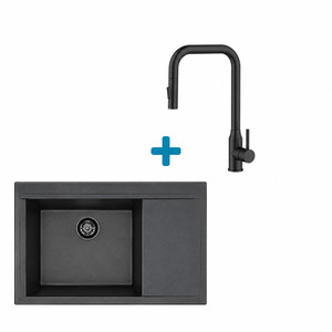 Alveus set: lijevi sudoper PURE-G 70 Black Edition i česma Bloom-PS – crna