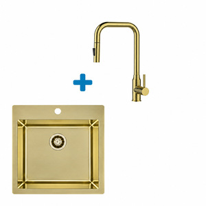 Alveus set: sudoper PURE 30 Monarch Gold i česma Bloom-PS Monarch Gold – zlatna