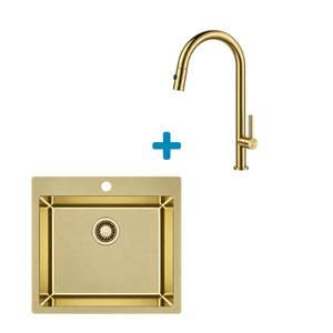 Alveus set: sudoper PURE 30 Monarch Gold i česma Nova-PS Monarch Gold – zlatna
