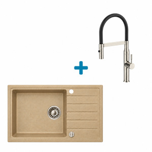 Alveus set: sudoper ROCK 130 i česma Mirage-PS – bež/inox