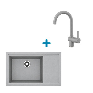 Alveus set: lijevi sudoper PURE-G 70 i česma Savannah – siva