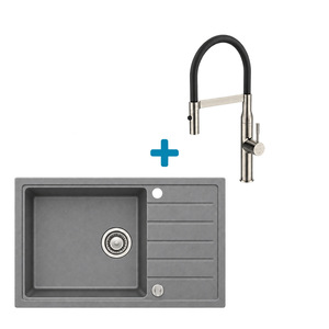 Alveus set: sudoper ROCK 130 i česma Mirage-PS – siva/inox