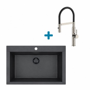 Alveus set: sudoper PURE-G 40 Black Edition i česma Mirage-PS – crna/inox