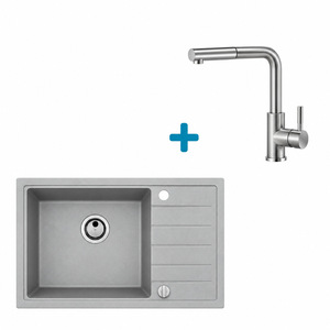 Alveus set: lijevi sudoper PURE-G 70 i česma Siros-P – siva