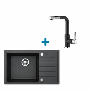 Alveus set: lijevi sudoper PURE-G 70 i česma Siros-P – antracit