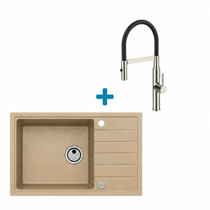 Alveus set: sudoper ATROX 30 i česma Mirage-PS – bež/inox