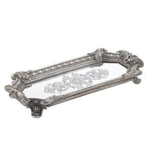 INART dekorativna tacna s ogledalom 32 × 15 × 5 cm, srebrna