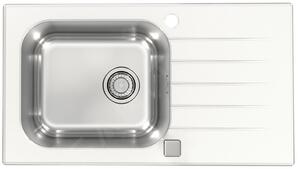 Alveus sudoper Vitro 20, bijelo staklo, 780 × 435 mm, inox i kaljeno staklo, 1130527