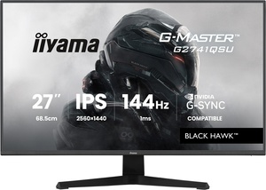 IIYAMA G-Master Black Hawk gaming monitor G2741QSU-B1, 27", WQHD, IPS, 350 cd/m2, NVIDIA G-Sync Compatible, Adaptive Sync, 144Hz, 1ms
