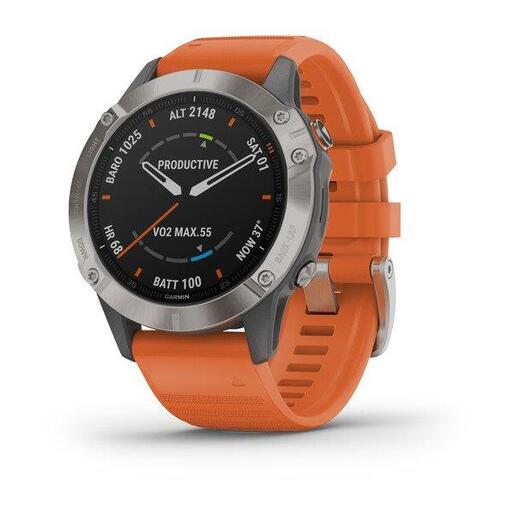 Garmin Fenix 6 Sapphire Titanium / ember orange remen