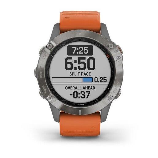 Garmin Fenix 6 Sapphire Titanium / ember orange remen