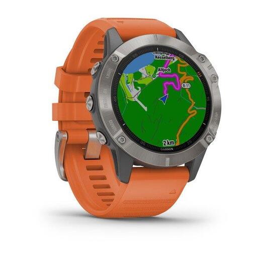 Garmin Fenix 6 Sapphire Titanium / ember orange remen