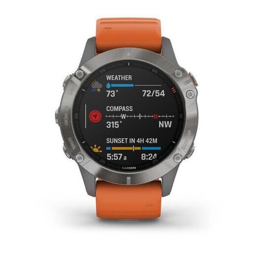 Garmin Fenix 6 Sapphire Titanium / ember orange remen