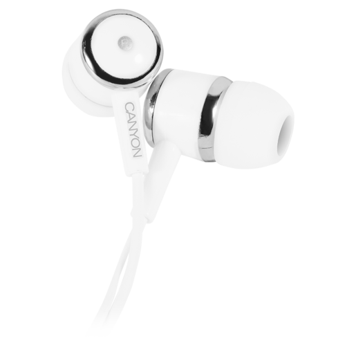 Stereo earphones with microphone, White