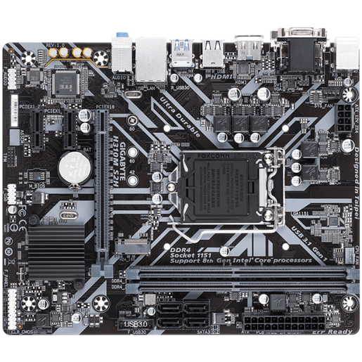 Gigabyte Main Board Desktop H310 (S1151, 2xDDR4, HDMI, DVI-D, VGA, 1xPCIex16, 2xPCIex1, ALC887, Realtek 8118 Gaming LAN, 4xSATA III, M.2, USB 3.1, USB 2.0) mATX retail