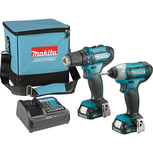 Makita akumulatorski set alata CLX224SA (akumulatorska bušilica DF333D + akumulatorski udarni odvijač TD110D + 2 akumulatora + brzi punjač + torba)