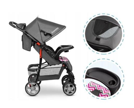 Lionelo dječija kolica EMMA PLUS Roza -scandi + torba za mamu