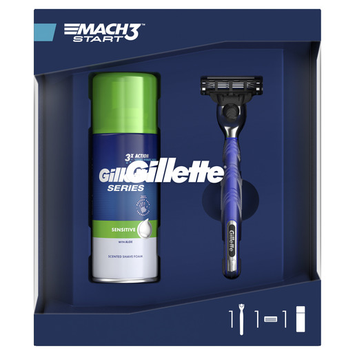 Gillette britvica Mach3 + 1 patrona + pjena za brijanje 100 ml sensitive