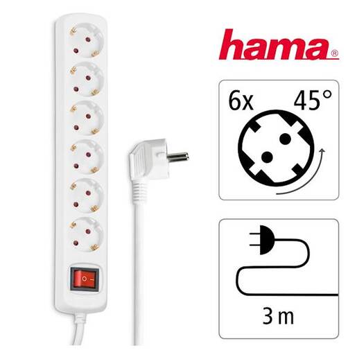 HAMA Produžni kabl 6 utičnica 3m