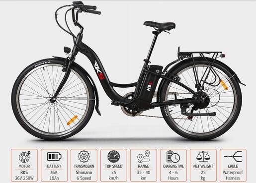 Električni bicikl RKS MB6 BLACK
