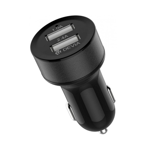 DEVIA auto punjač sa 2 USB utora, crni