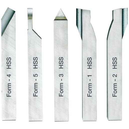 PROXXON tokarski obrađeni noževi od visokokvalitetnog kobalt HSS čelika-petodijelni set 8 x 8 x 80mm (za PD 230/E i PD 250/E), NO 24530