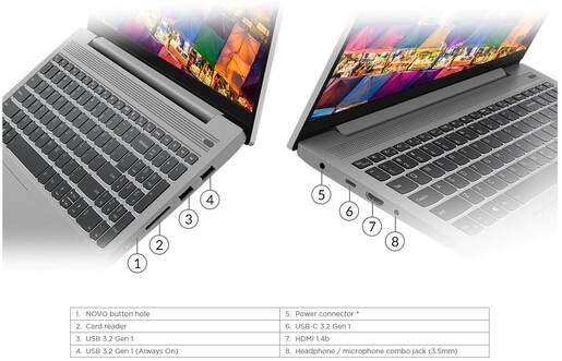 Laptop Lenovo IdeaPad 5 15ALC05 82LN006FSC, 15,6 FHD, AMD Ryzen 3 5300U Quad Core, 8GB RAM, 512GB PCIe NVMe SSD