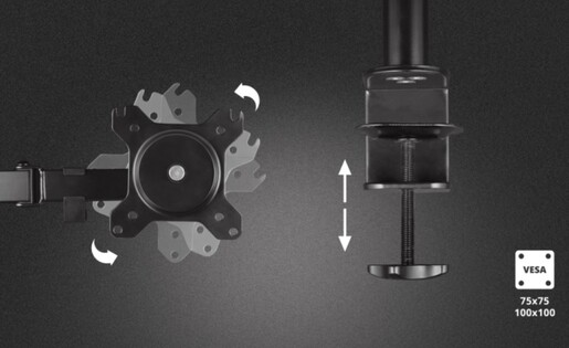 Nosač Trust GXT1120, stolni nosač za dva monitora