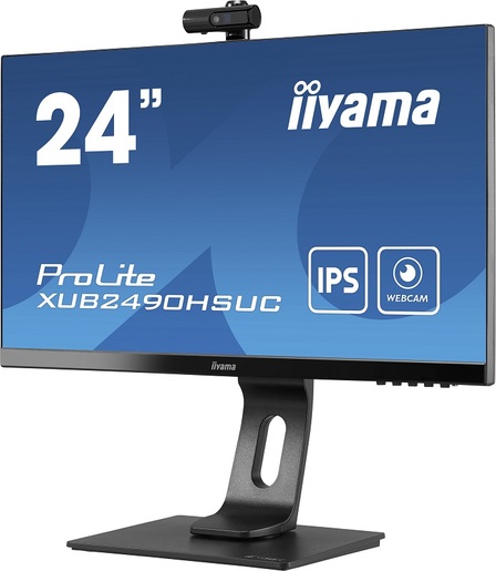 IIYAMA monitor ProLite XUB2490HSUC-B1, FULL HD 1920x1080, 23,8 IPS, 250 cd/m2, Webcam 1080P AF, Zvučnici, VGA, HDMI, DP, USB, HAS, Pivot, 60Hz, 4ms