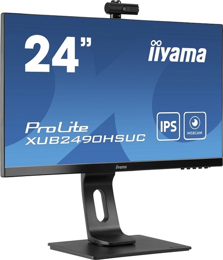 IIYAMA monitor ProLite XUB2490HSUC-B1, FULL HD 1920x1080, 23,8 IPS, 250 cd/m2, Webcam 1080P AF, Zvučnici, VGA, HDMI, DP, USB, HAS, Pivot, 60Hz, 4ms
