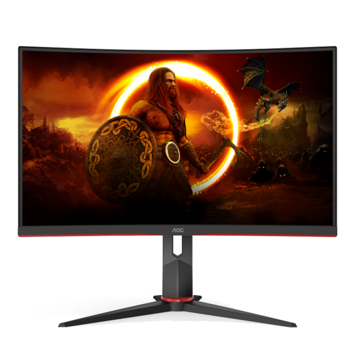 AOC monitor C24G2U/BK Gaming Curved, FULL HD 1920x1080, 23,6 VA, 250 cd/m2, AMD FreeSync Premium, VGA, HDMI, DP, USBhub, Zvučnici, 165Hz, 1ms